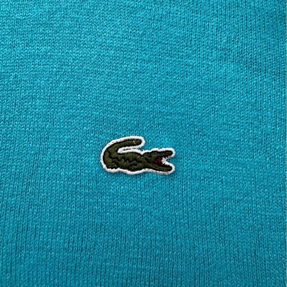 LACOSTE V-Neck Cotton Knit Sweater Blue Teal Size 8 (3XL) - Picture 5 of 15